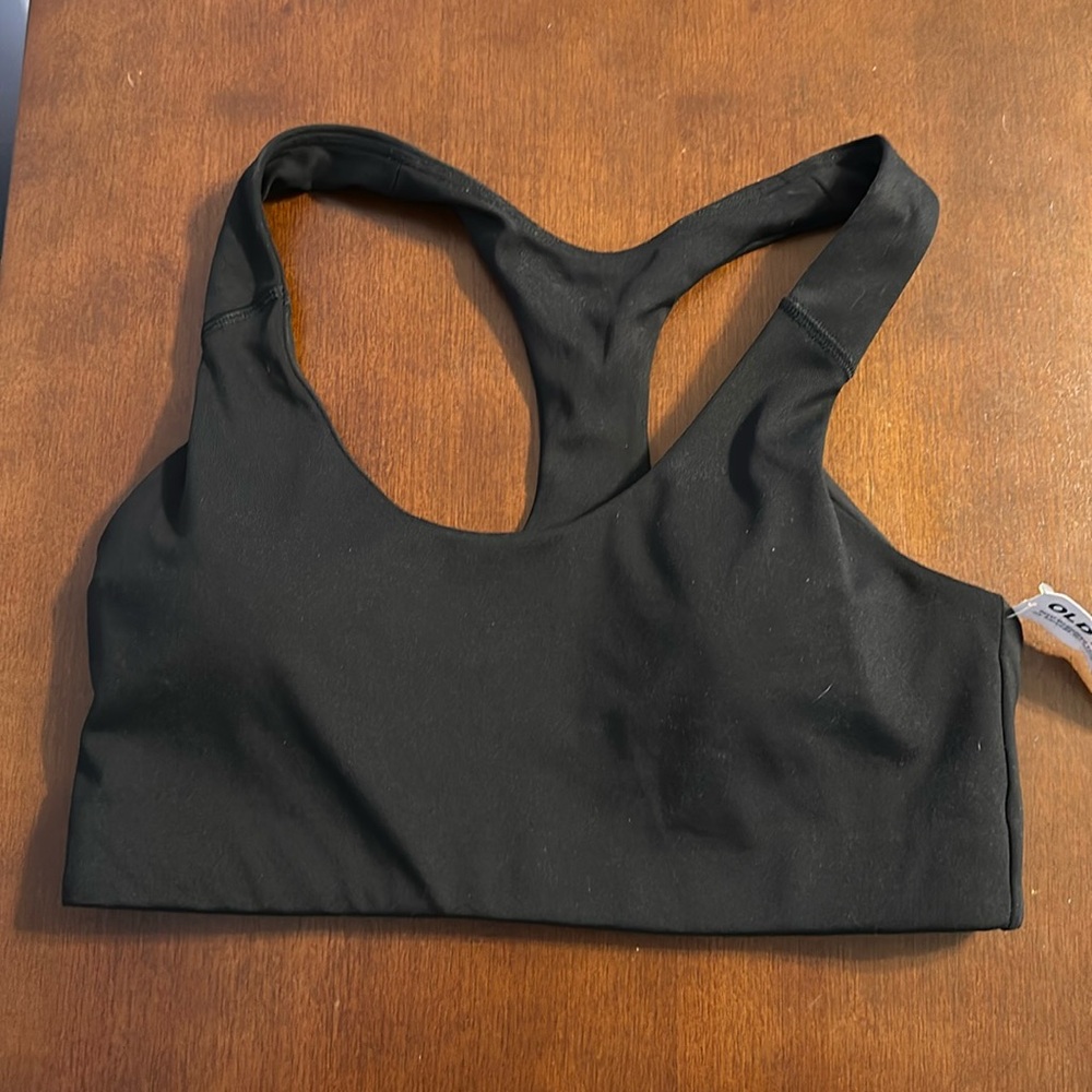 Old Navy Gray Medium Support PowerSoft Racerback Sports Bra Plus medium